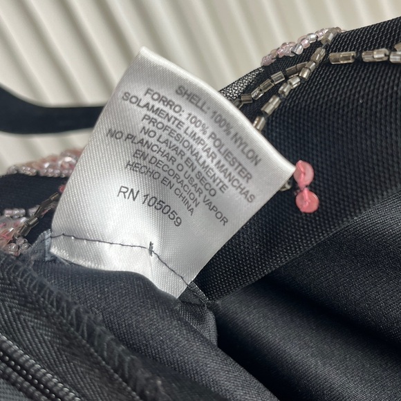 Elegant Formal Floral Embroidered Black Mesh Top with Boning - Picture 11 of 14